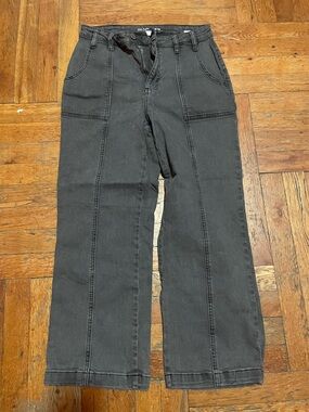 Washed Black Wide Leg Paneled Jeans